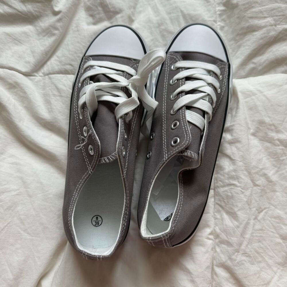 Grey and white canvas trainers women’s 8 casual sneakers - Picture 6 of 8